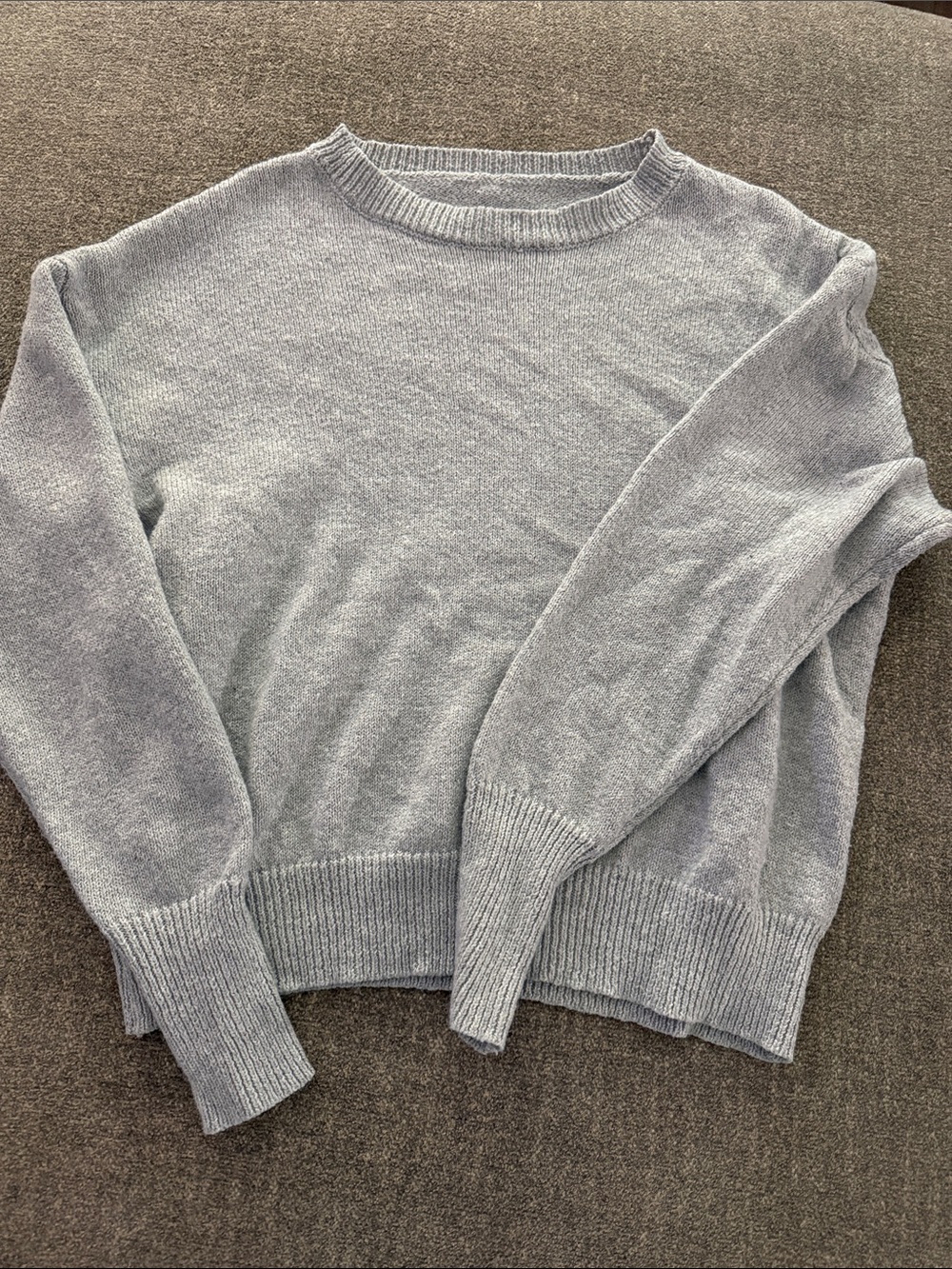 Soft Ribbed Crewneck Sweater in Light Gray